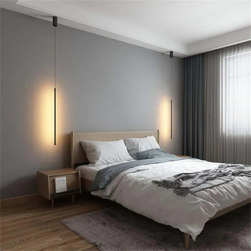 Minimalistische Zwarte Lineaire Hanglamp met Modern Metalen Design en LED Verlichting