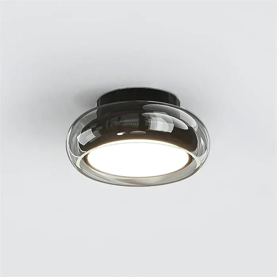 Retro LED Plafondlamp van Metaal & Glas – Compact & Sfeervol