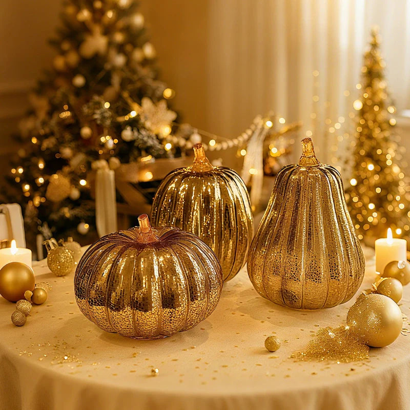 Handgeblazen Glazen Herfsverlichting– Met Timer en Warm Wit Licht