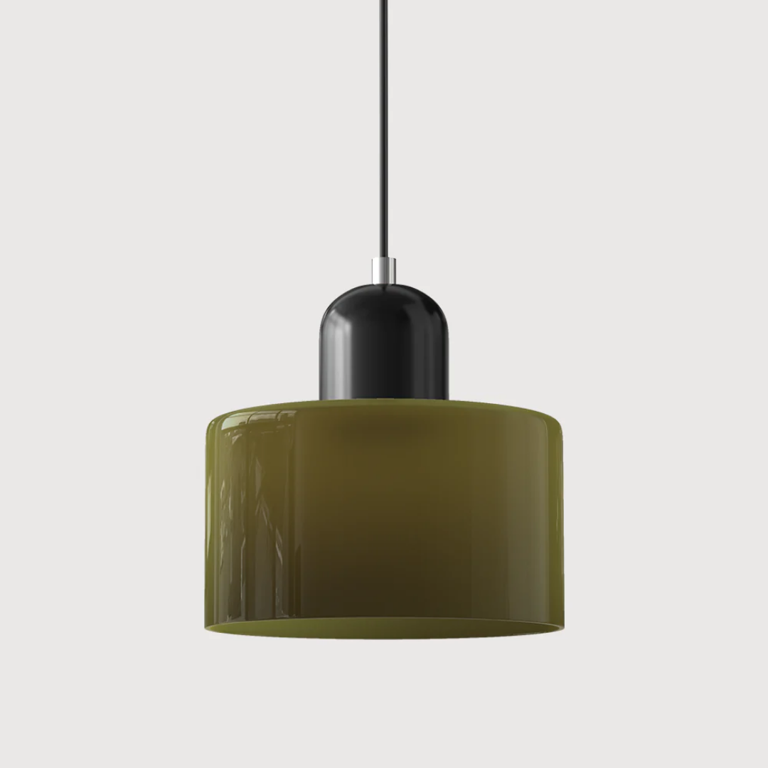 Tusa – Retro Hanglamp met Oranje Glazen Kap & Groene Bovenzijde