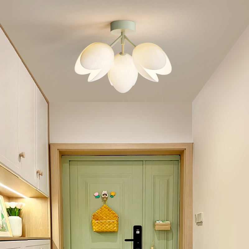 Scandinavische Moderne Plafondlamp – Wit/Groen – 1 of 3 Lichtbronnen