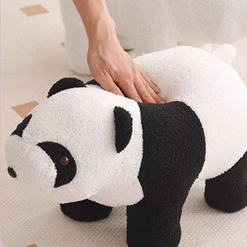 Pluche Kinderkrukje in Teddy Fleece met Houten Frame voor Woonkamer en Slaapkamer