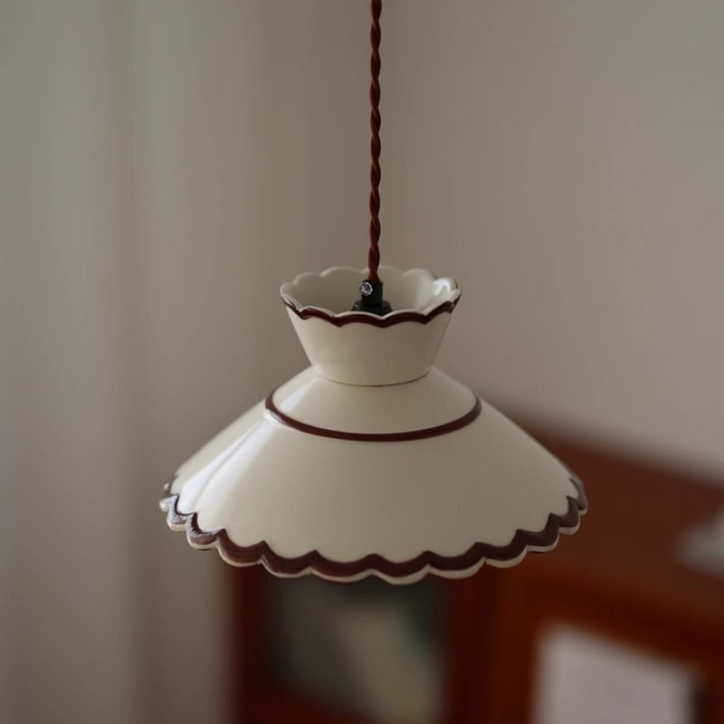 Franse Keramische Hanglamp – Minimalistische Kegelvorm, E26 Fitting
