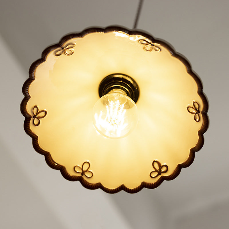 Franse Keramische Hanglamp – Minimalistische Kegelvorm, E26 Fitting