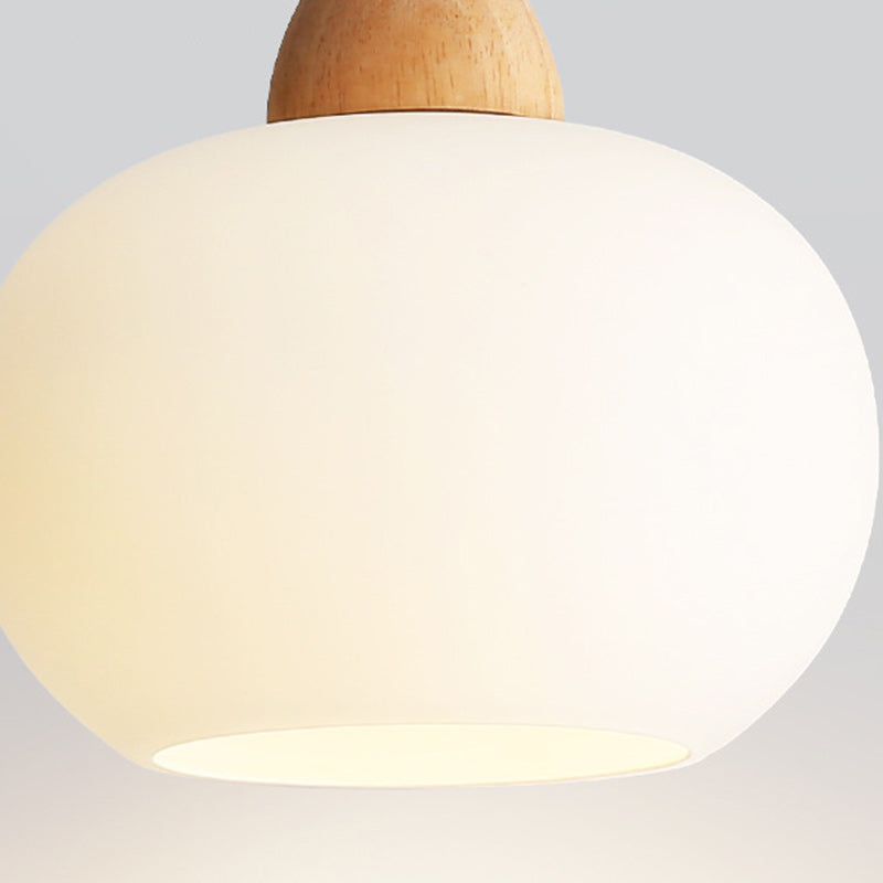 Scandinavische Houten Hanglamp – Witte Glazen Kap – Persimmon Design