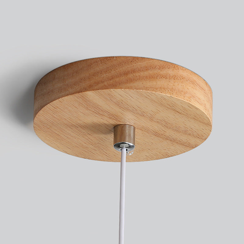 Scandinavische Houten Hanglamp – Witte Glazen Kap – Persimmon Design