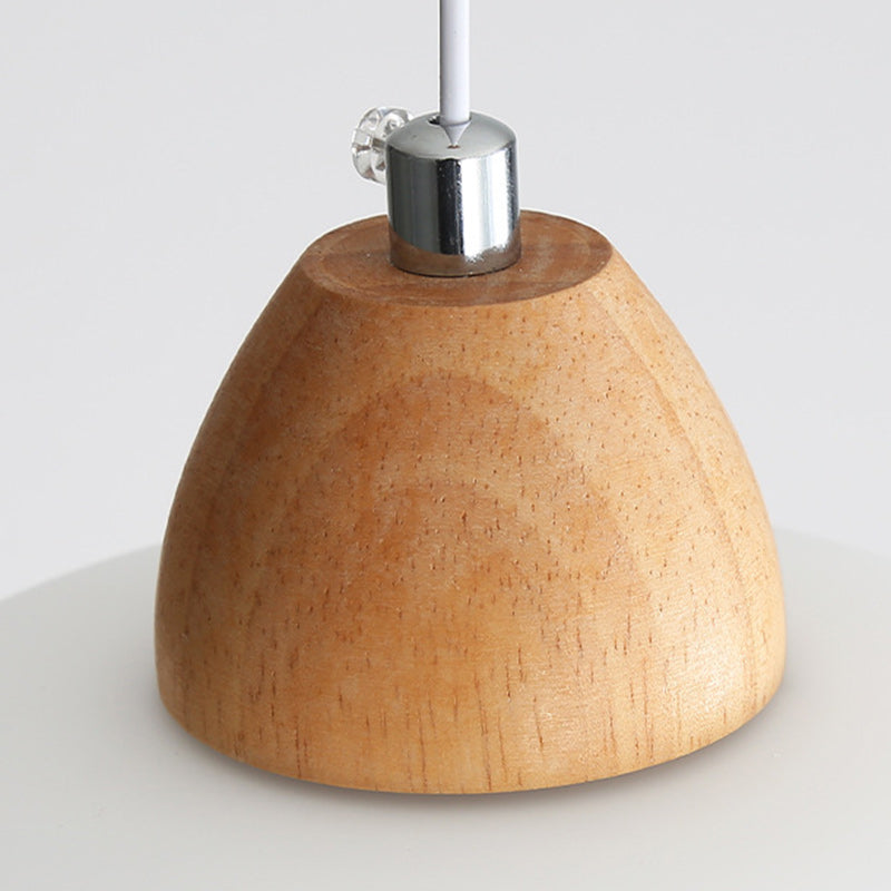 Scandinavische Houten Hanglamp – Witte Glazen Kap – Persimmon Design