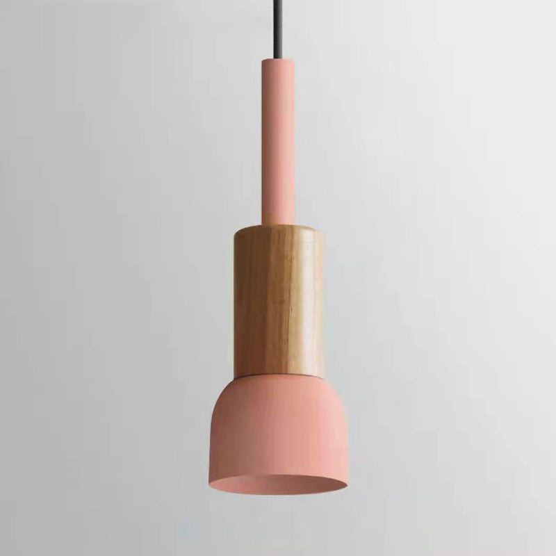 Scandinavische Houten Hanglamp – Roze / Geel / Groen – E26 Fitting