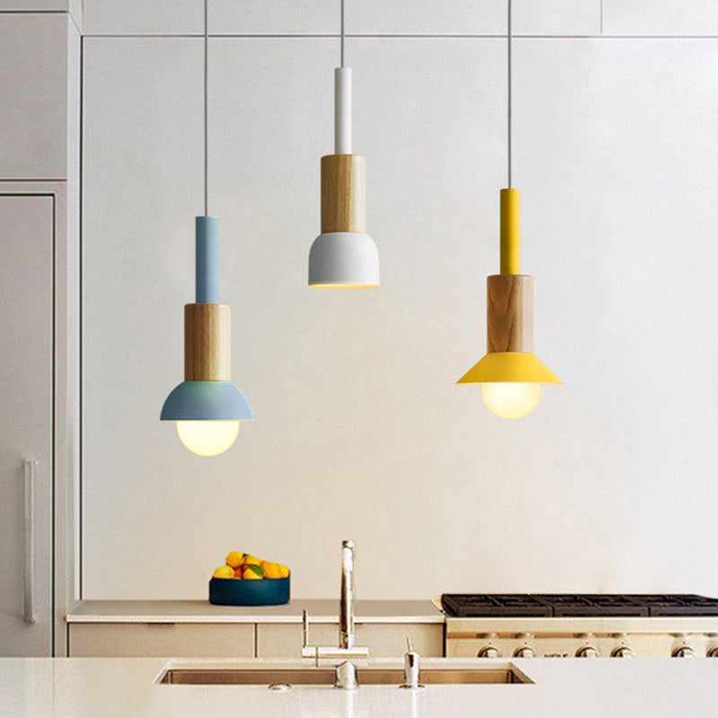 Scandinavische Houten Hanglamp – Roze / Geel / Groen – E26 Fitting
