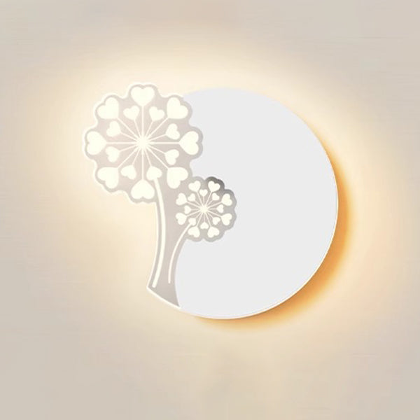 Minimalistische LED Wandlamp met Natuurmotief – Paardenbloem, Veer, Ginkgo Blad of Klavertjevier