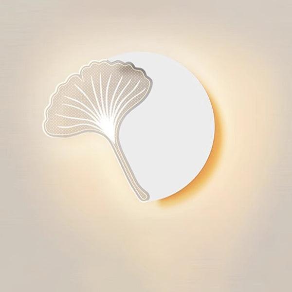 Minimalistische LED Wandlamp met Natuurmotief – Paardenbloem, Veer, Ginkgo Blad of Klavertjevier