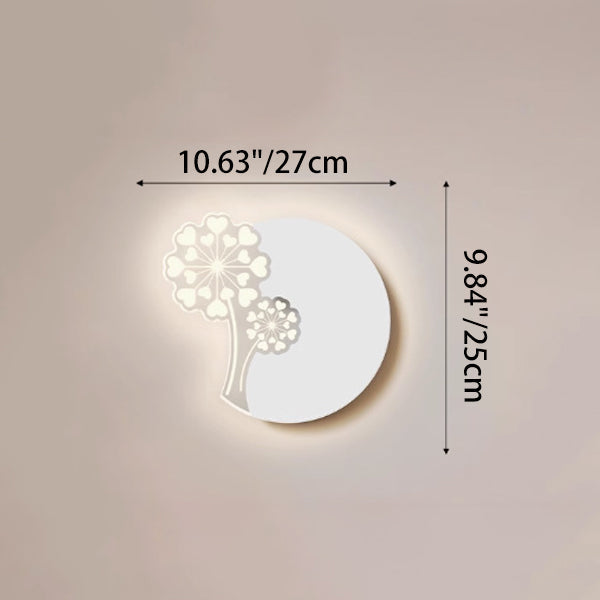 Minimalistische LED Wandlamp met Natuurmotief – Paardenbloem, Veer, Ginkgo Blad of Klavertjevier