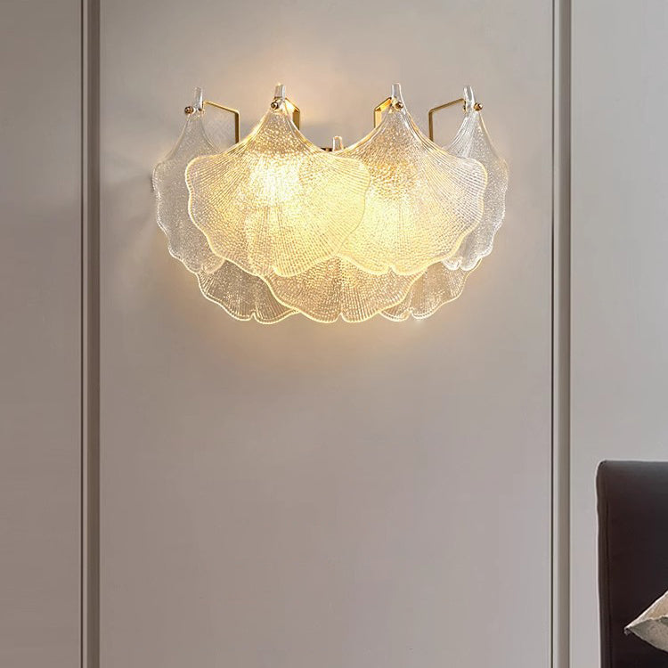 Luxe Wandlamp met Glazen Kap – Transparant/Goud – (2 Lichtbronnen)