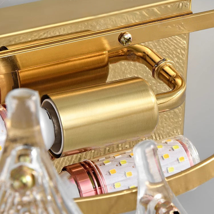 Luxe Wandlamp met Glazen Kap – Transparant/Goud – (2 Lichtbronnen)