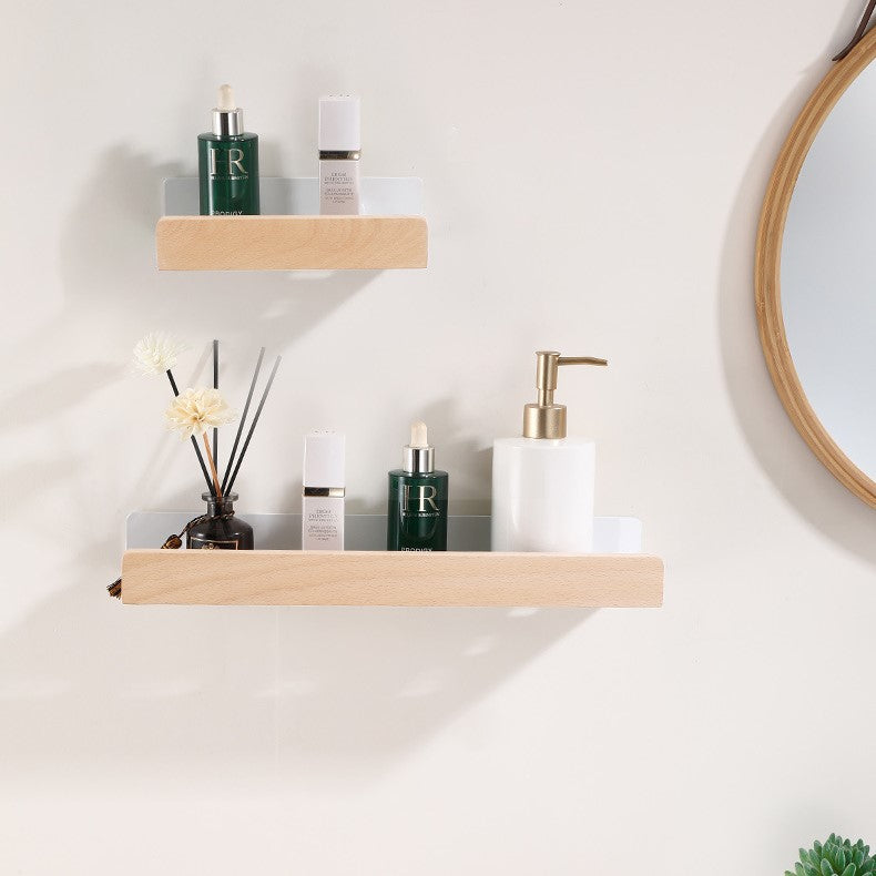 Étagère de douche en bois sans perçage – Élégante et pratique