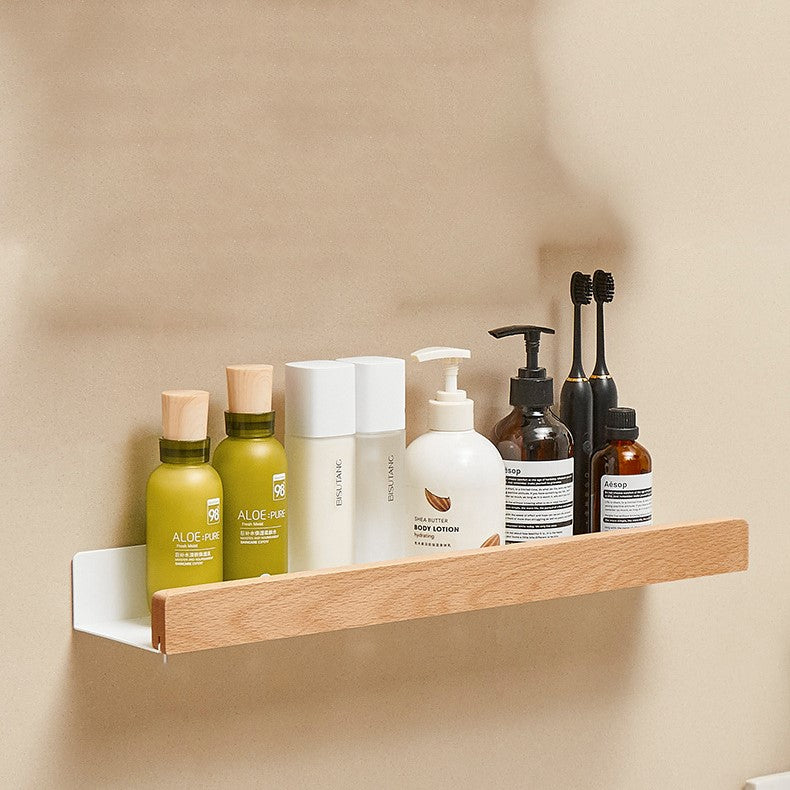 Étagère de douche en bois sans perçage – Élégante et pratique