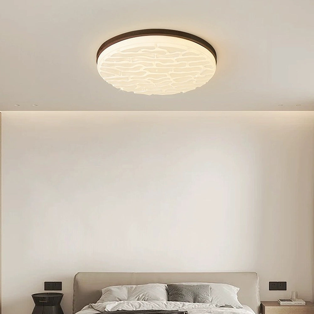 Franse Beige en Witte LED Plafondlamp – Hout en Acryl met 3-Kleur Licht