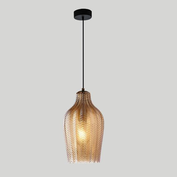 Moderne Glazen Hanglamp – Smoke Gray of Cognac, Verstelbare Hoogte