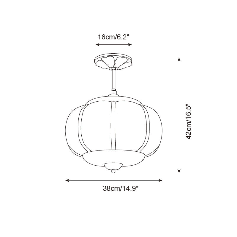Vintage Glazen Plafondlamp met Pompoenvormige Kap