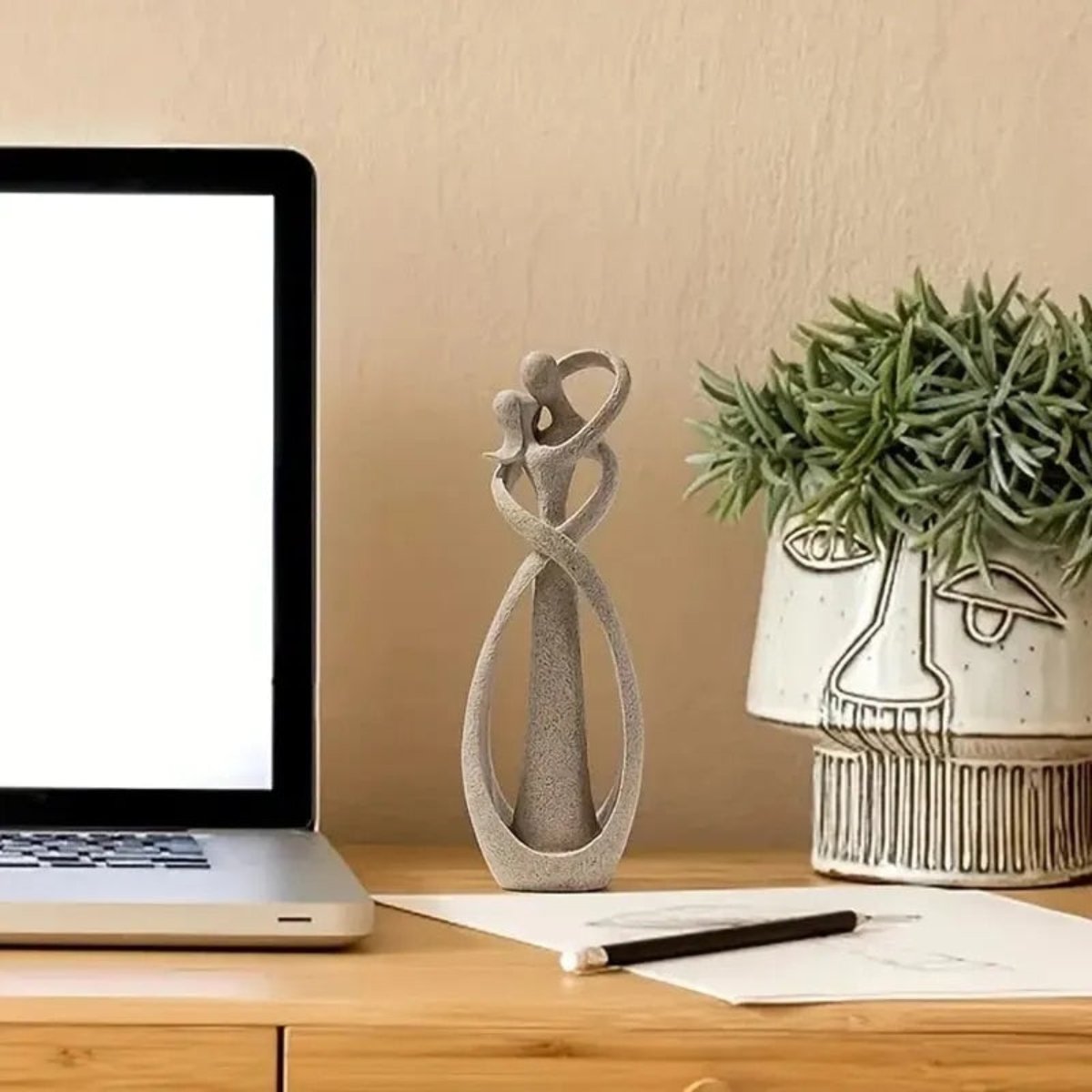 Duo Harssculptuur met Romantisch Beeld voor Interieur