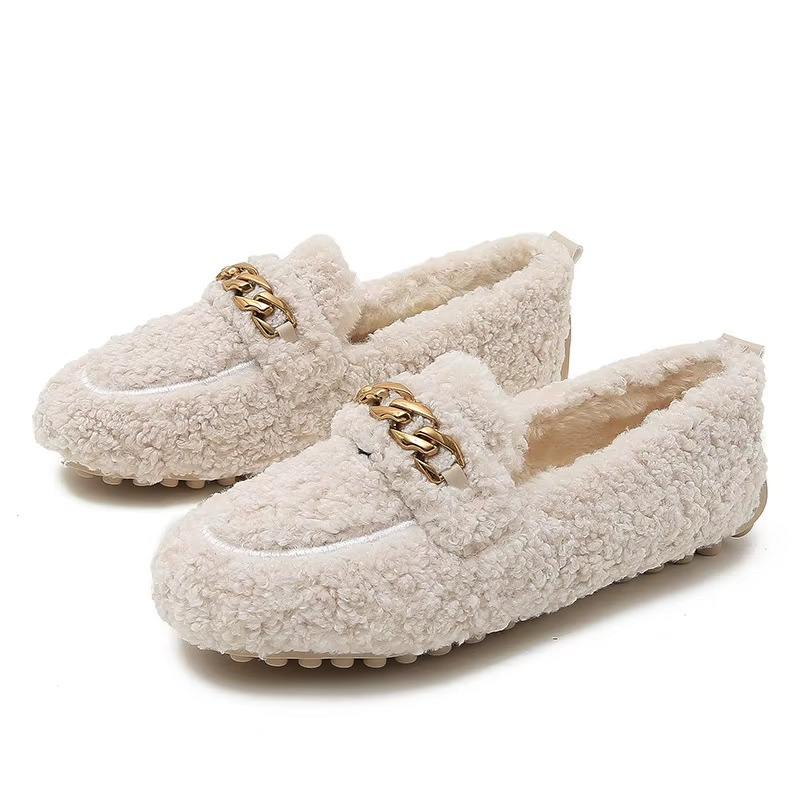 Mules de Luxe pour Femmes avec Chaîne Dorée & Doublure Chaude
