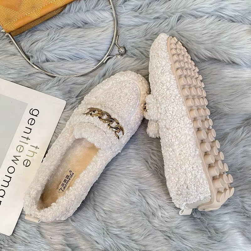 Mules de Luxe pour Femmes avec Chaîne Dorée & Doublure Chaude