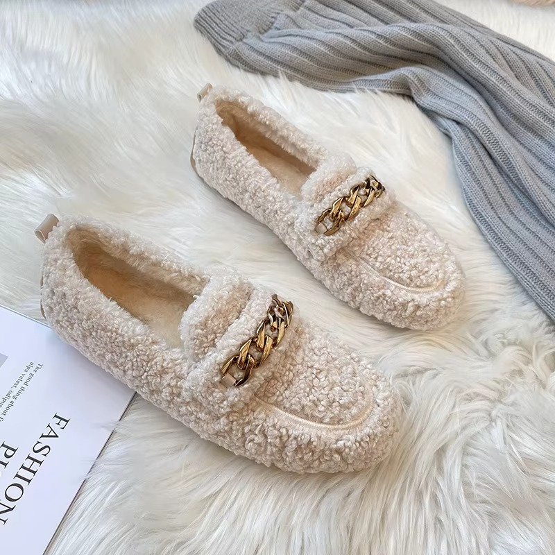 Mules de Luxe pour Femmes avec Chaîne Dorée & Doublure Chaude