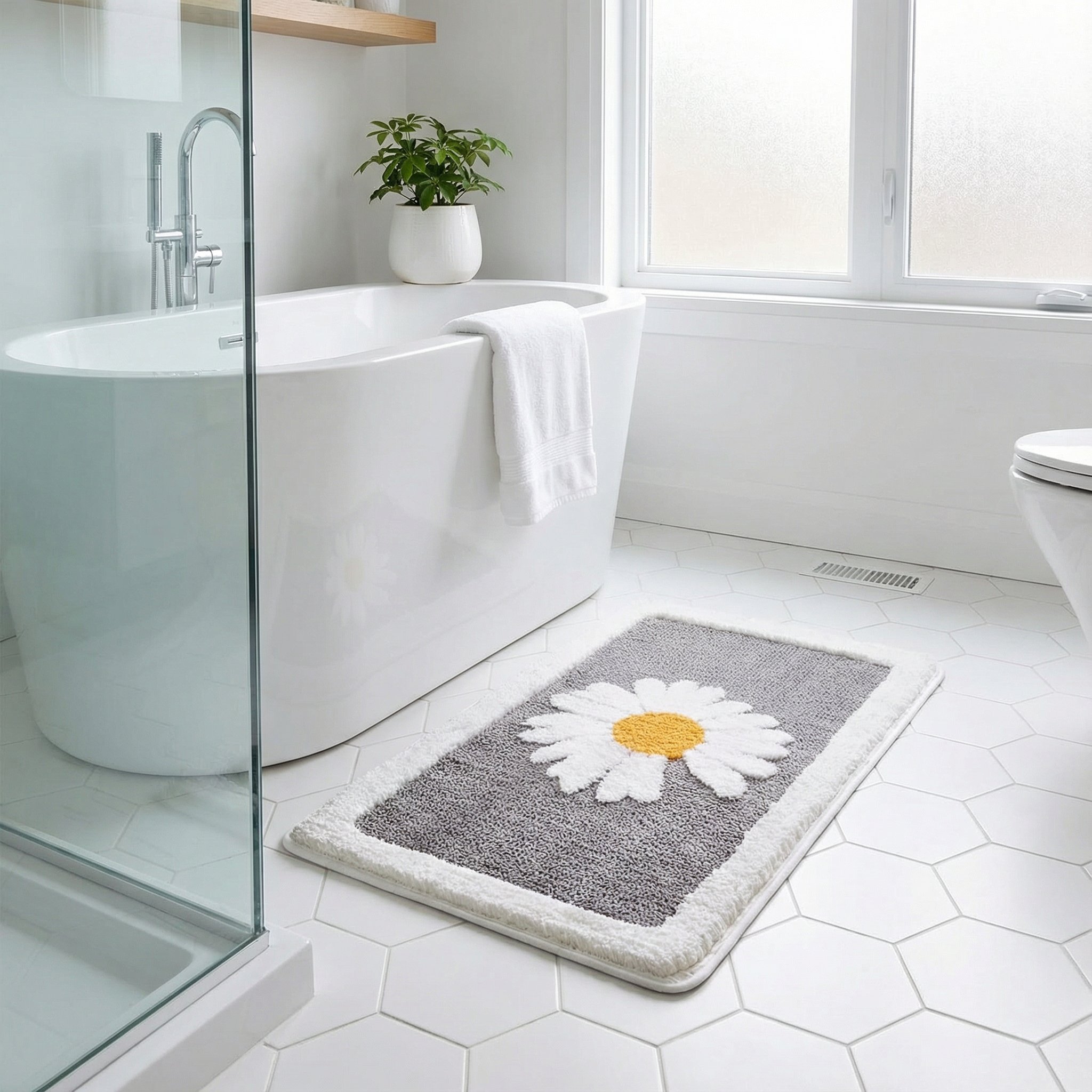 Zachte Bloemen Badmat | Antislip Microvezel Badkamermat