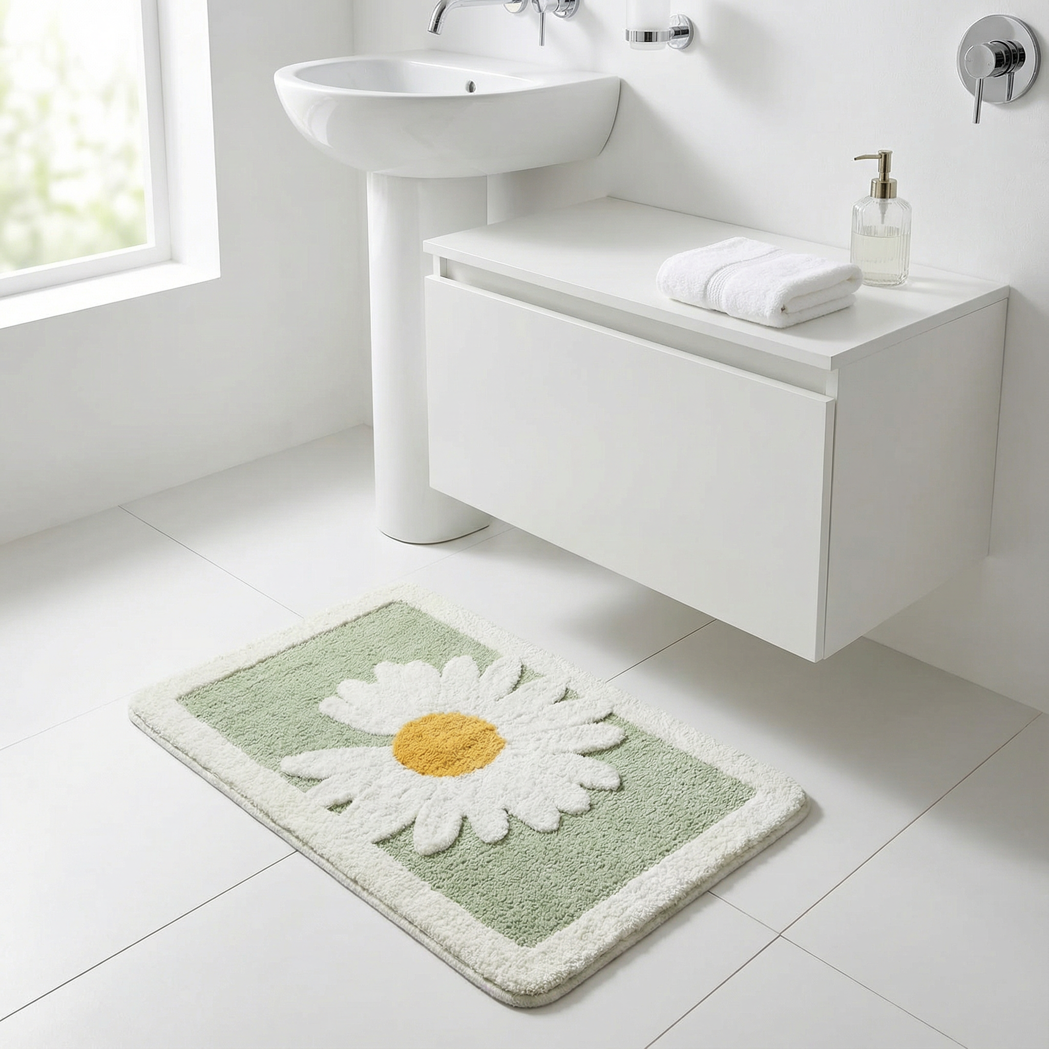 Zachte Bloemen Badmat | Antislip Microvezel Badkamermat
