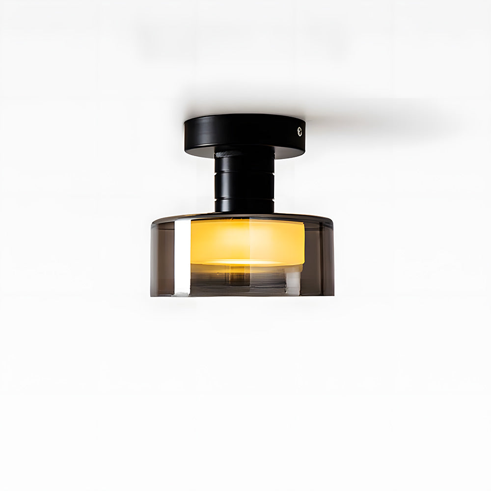 Glazen Smokey LED Plafondlamp – Compact Design voor Hal en Gang