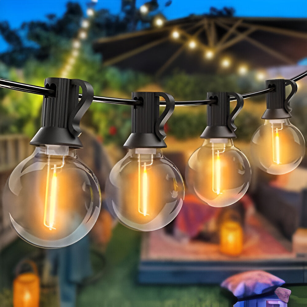 Buiten Lichtslinger met G40 Globe Lampen – Weerbestendige Tuin- & Terrasverlichting