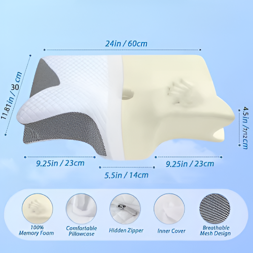 Oreiller Orthopédique Premium – Soutien Ultime de la Nuque et Confort