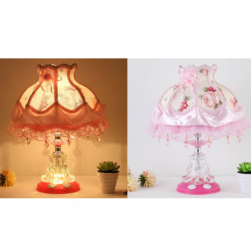 Moderne Stoffen Tafellamp – Glas & Textiel, E26 Fitting, 39 cm Hoog