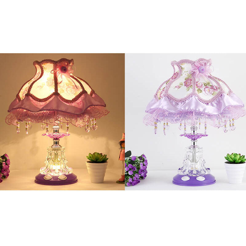 Moderne Stoffen Tafellamp – Glas & Textiel, E26 Fitting, 39 cm Hoog