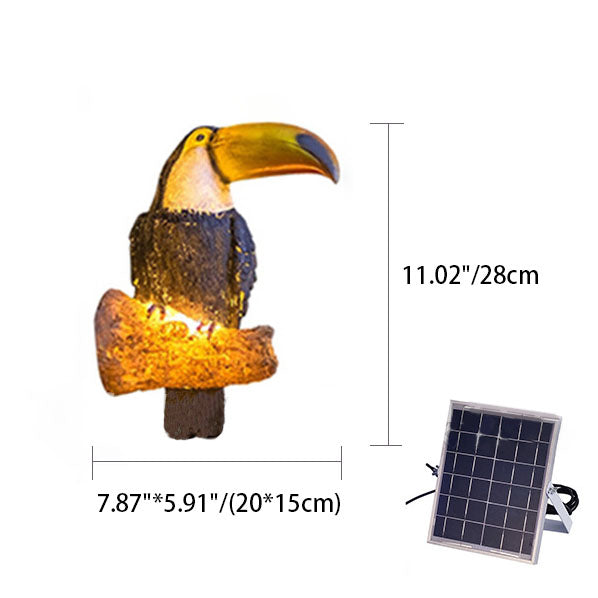 Decoratieve Solar Dierentuinlamp – Uil / Kameleon / Toekan / Wasbeer – (1 LED)