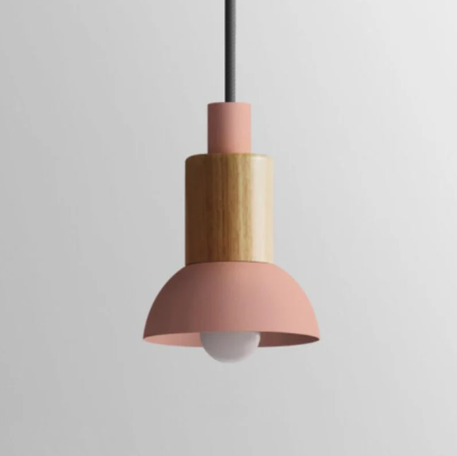 Scandinavische Houten Hanglamp – Roze / Geel / Groen – E26 Fitting