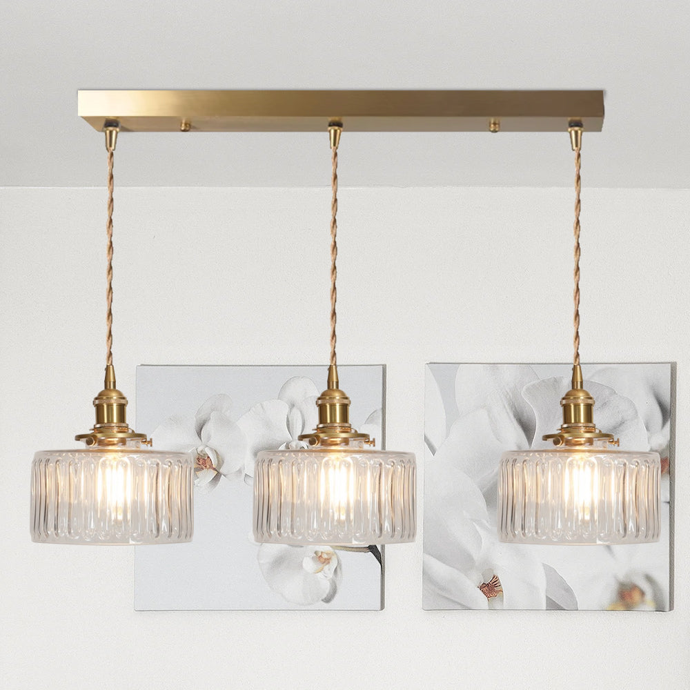 Vintage Cilindervormige Glazen Hanglamp met Traditioneel Design