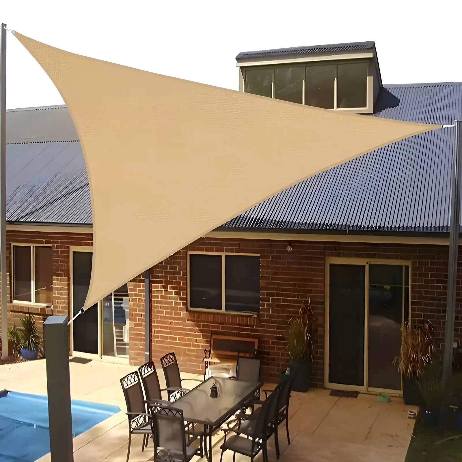 Waterdicht Driehoekig Schaduwdoek – UV Bescherming voor Tuin, Terras & Zwembad