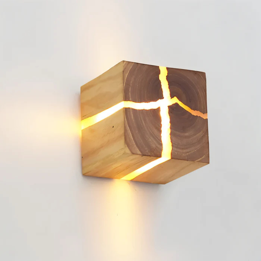 Stijlvolle Houten Wandlamp met Warme LED Verlichting
