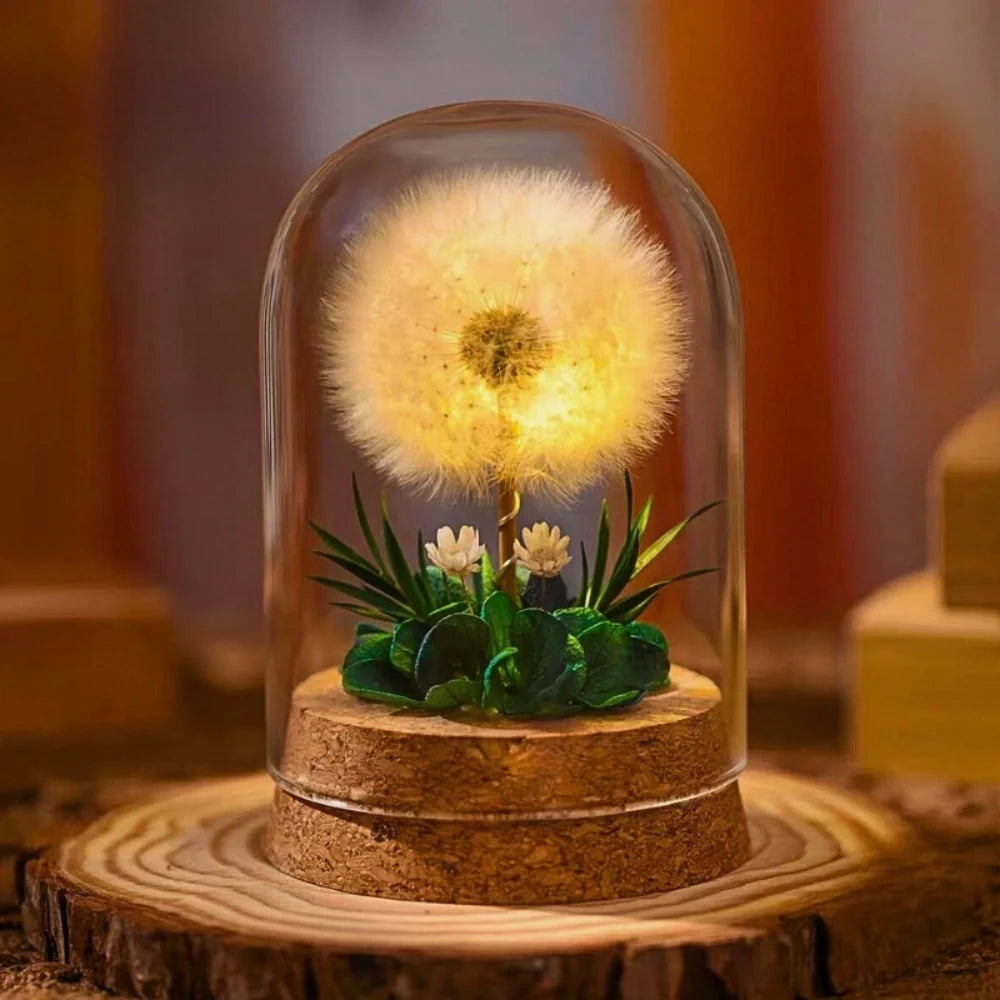 Floro – Nachtlamp met Gedroogde Bloemen onder Glas