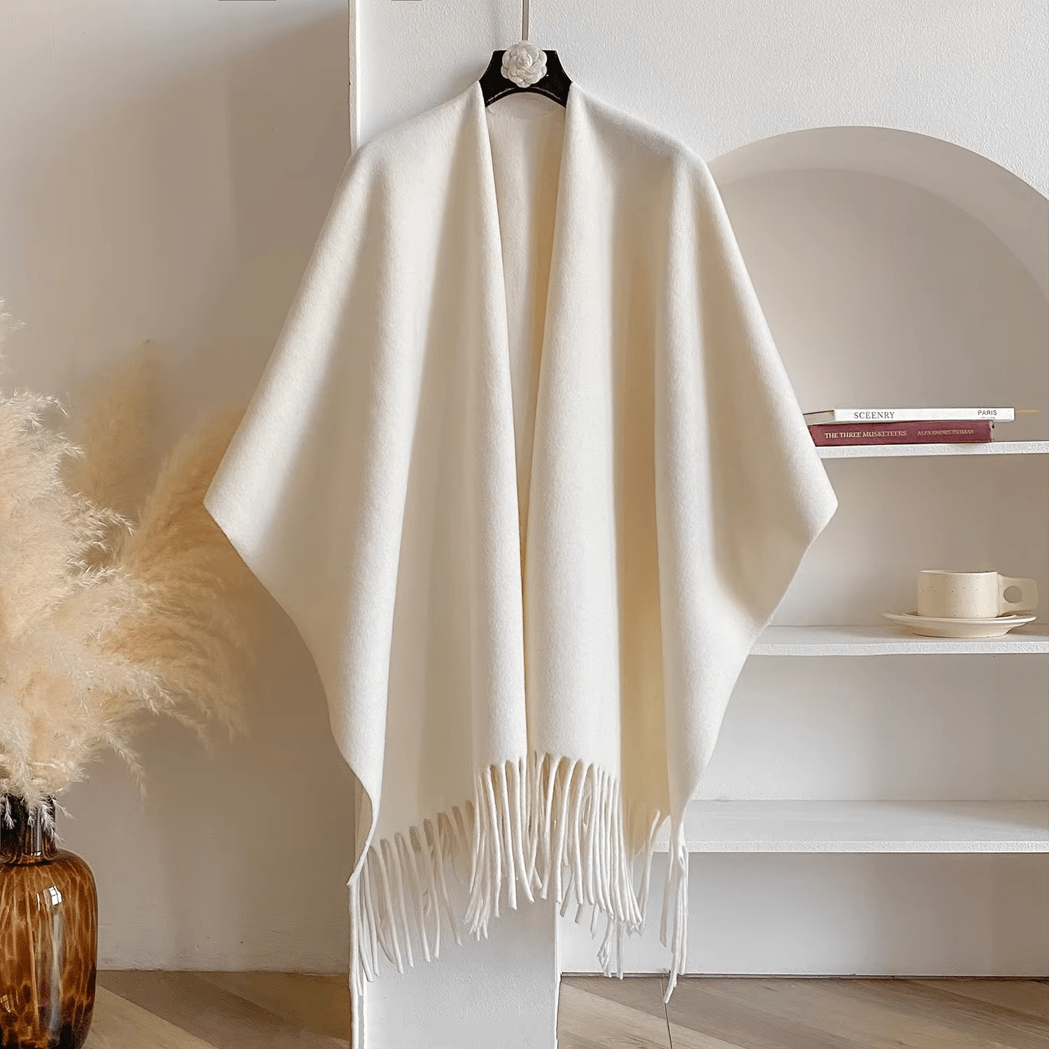 Dubbelzijdige Kasjmiermix Poncho voor Dames Luxe en Warm