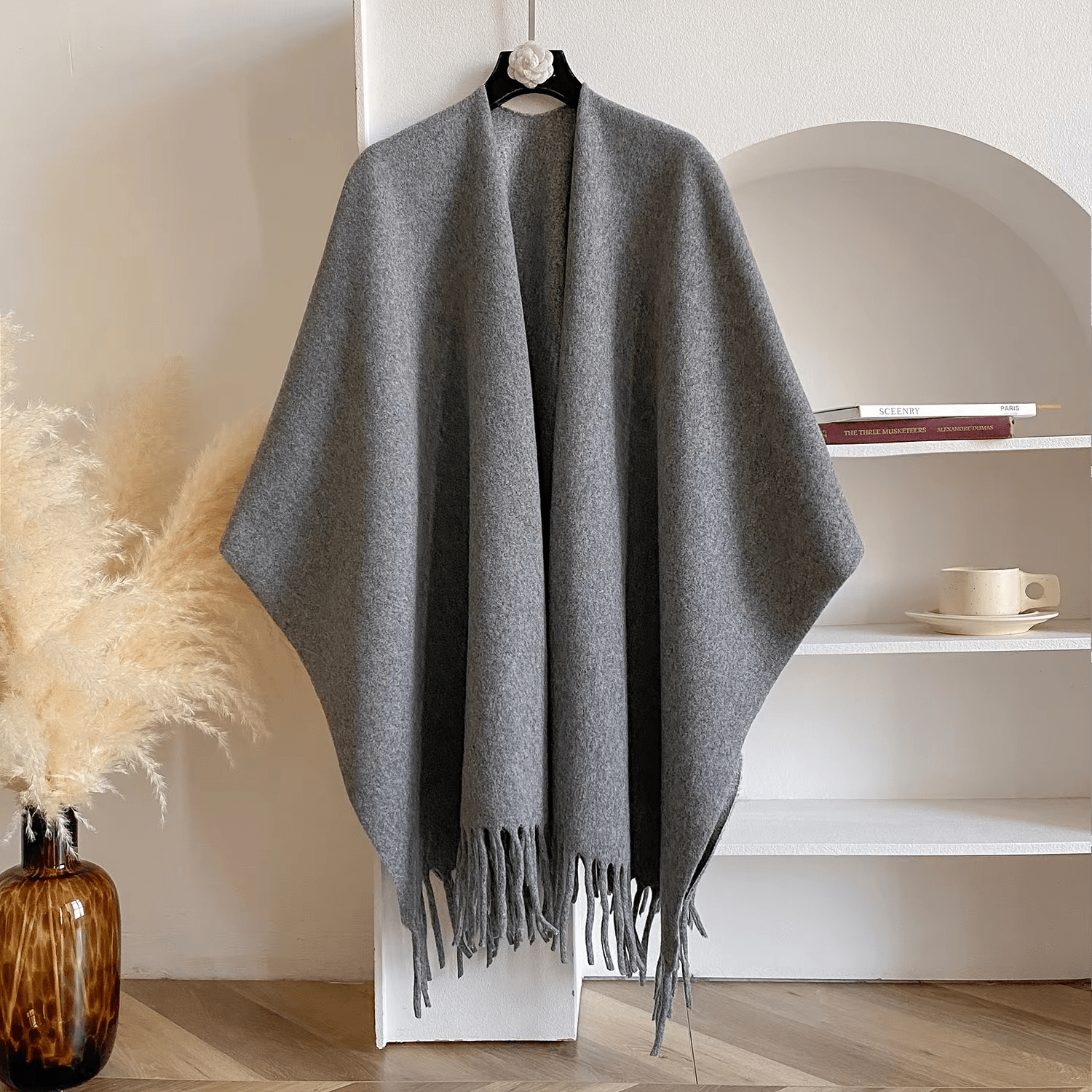 Dubbelzijdige Kasjmiermix Poncho voor Dames Luxe en Warm