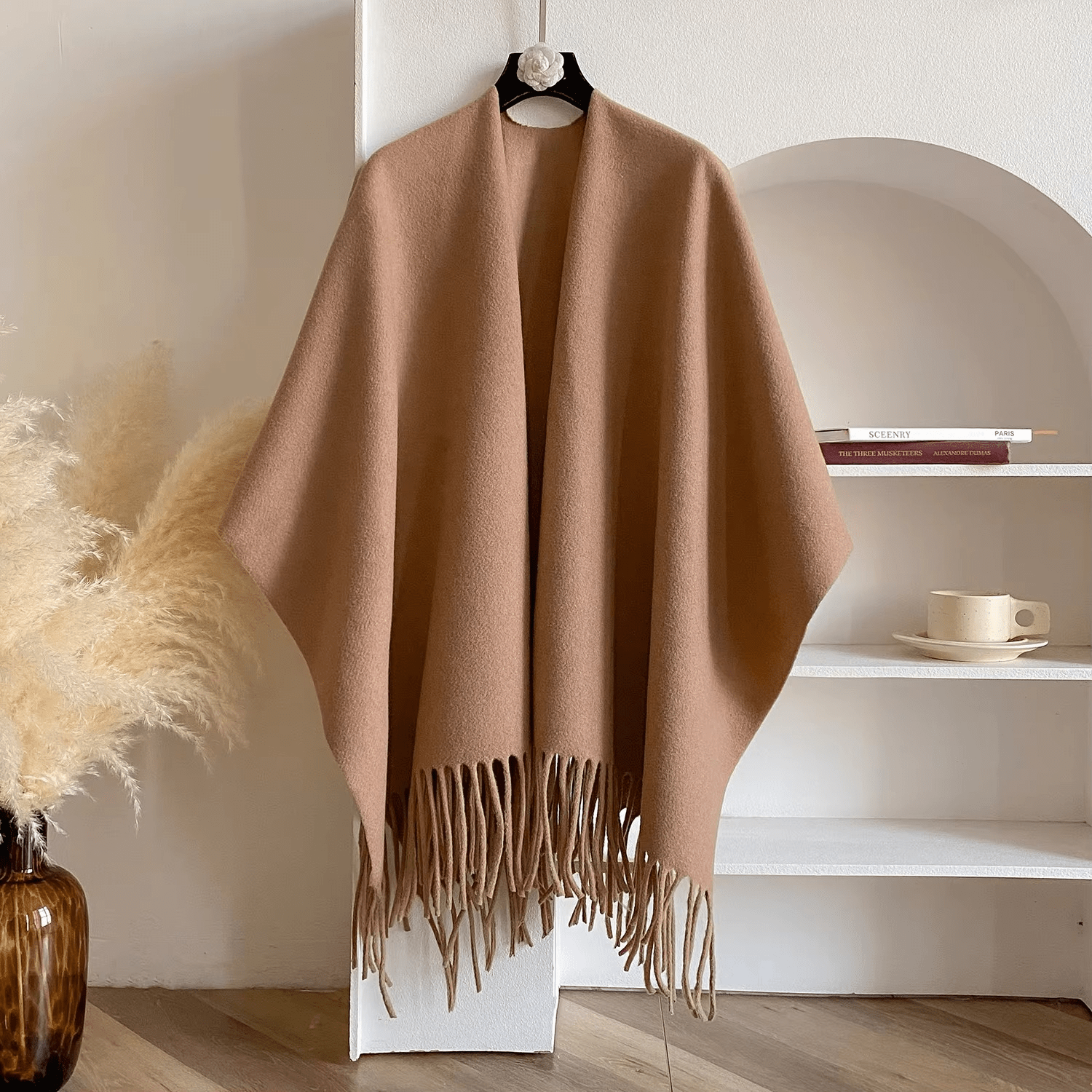 Dubbelzijdige Kasjmiermix Poncho voor Dames Luxe en Warm