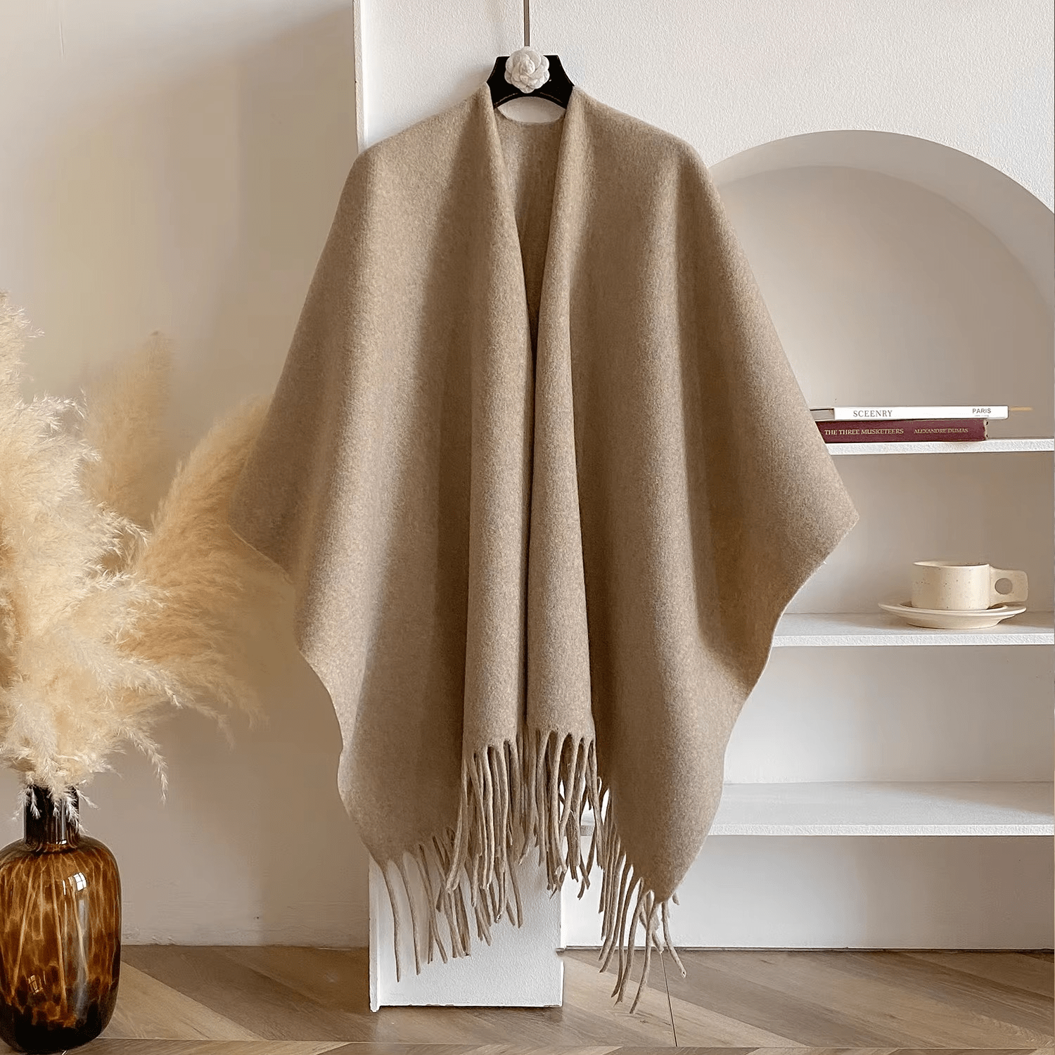 Dubbelzijdige Kasjmiermix Poncho voor Dames Luxe en Warm