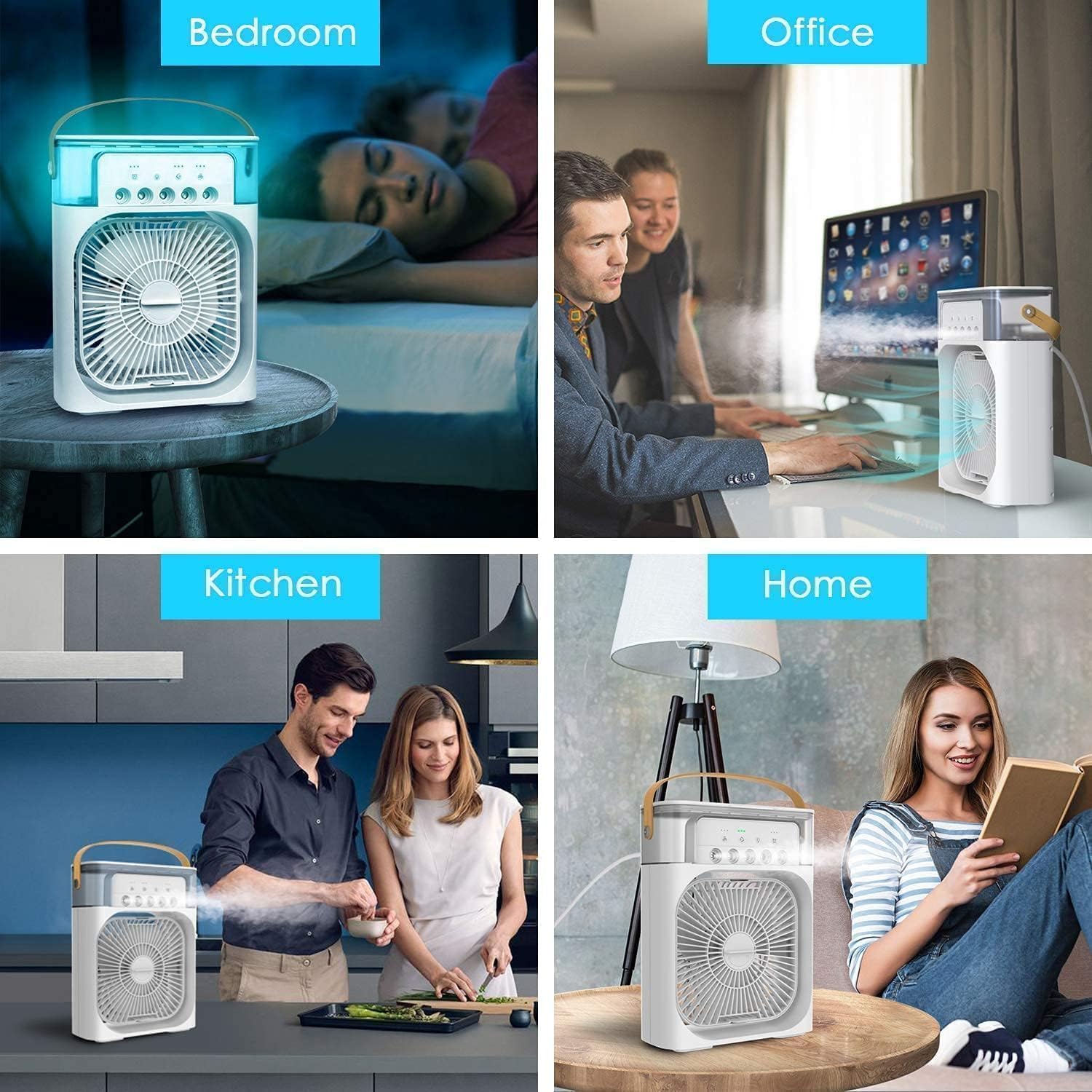 Draagbare USB Luchtkoeler – Persoonlijke Ventilator met Mistfunctie & Timer