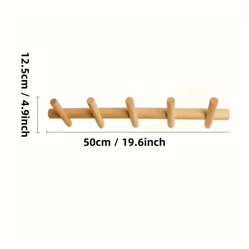 Massief Eiken Wandrek – Scandinavische Minimalistische Kapstok & Organizer