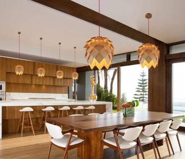 Skandira – Kristal & Eikenhouten Hanglamp met Verstelbare Kabel