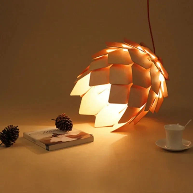 Skandira – Kristal & Eikenhouten Hanglamp met Verstelbare Kabel