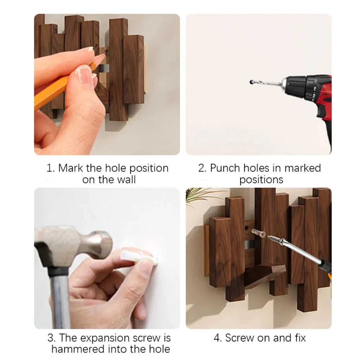 Houten Pianokapstok – Massief Walnoot of Beukenhout voor Hal & Slaapkamer