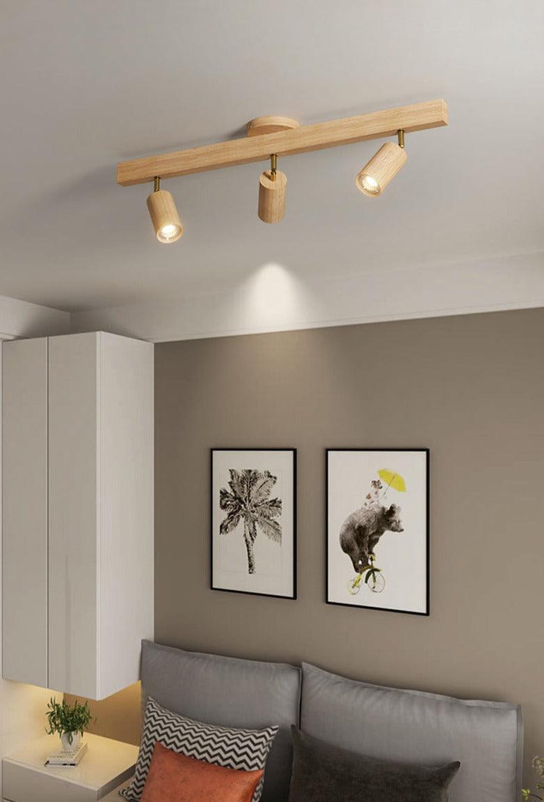 Minimalistische Houten Plafondlamp met Modulair Design